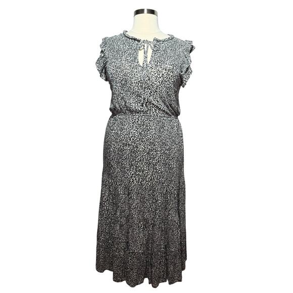 BB Dakota Steve Madden Maxi Dress Women’s Size 1X Animal Print Ruffle Cap Sleeve - Picture 1 of 8